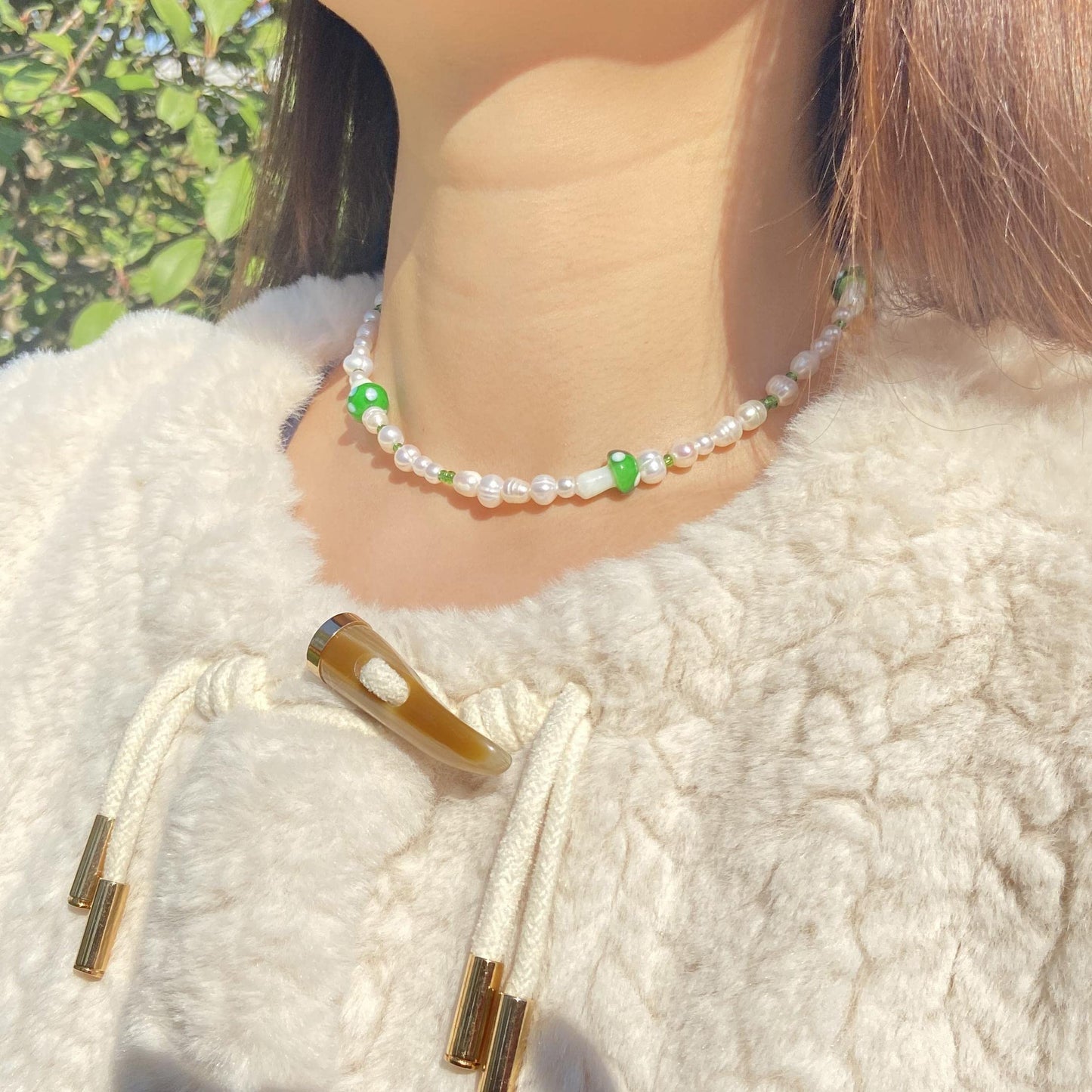 Natural Freshwater Pearl Fun Flirty Beaded Choker Necklace Handmade Summer Boho Jewlery Gifts for Women Teen