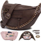 Anti Pickpocket Crossbody Bag – Large Vegan Dark Brown Leather Sling Bag with RFID & Glasses Pockets, Anti Theft Design, Multiple Compartments, Chain Detail Travel Crossbody Bag for Women