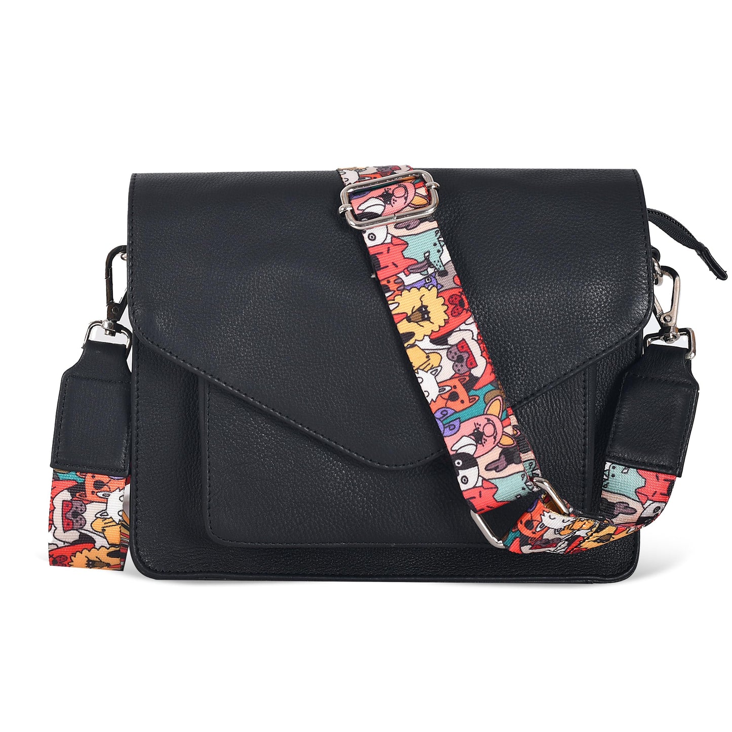 Leather Flapover Crossbody Handbag Purse for Women with Adjustable Strap & Overflap Snap Closure Tote/Bag
