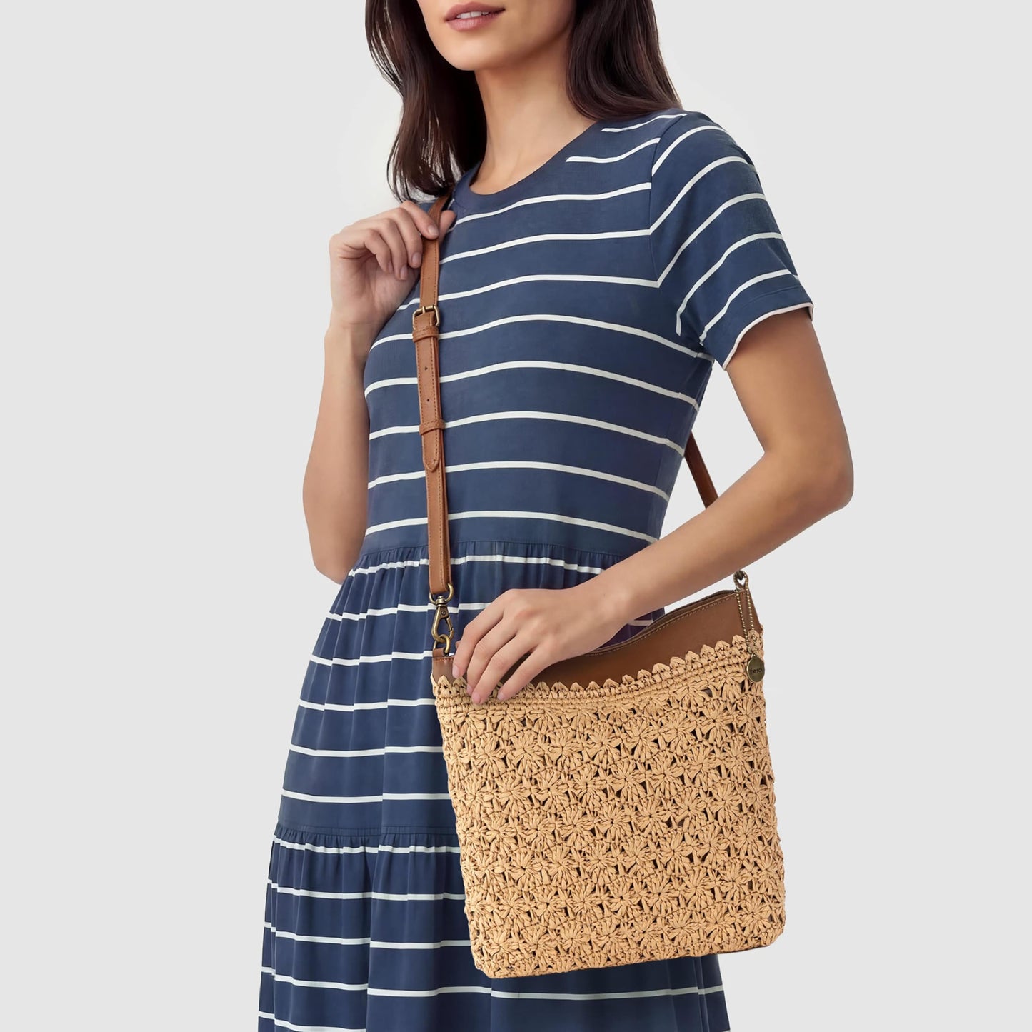 The Sak Lucia Crossbody Bag in Crochet, Convertible Purse with Adjustable Shoulder Strap
