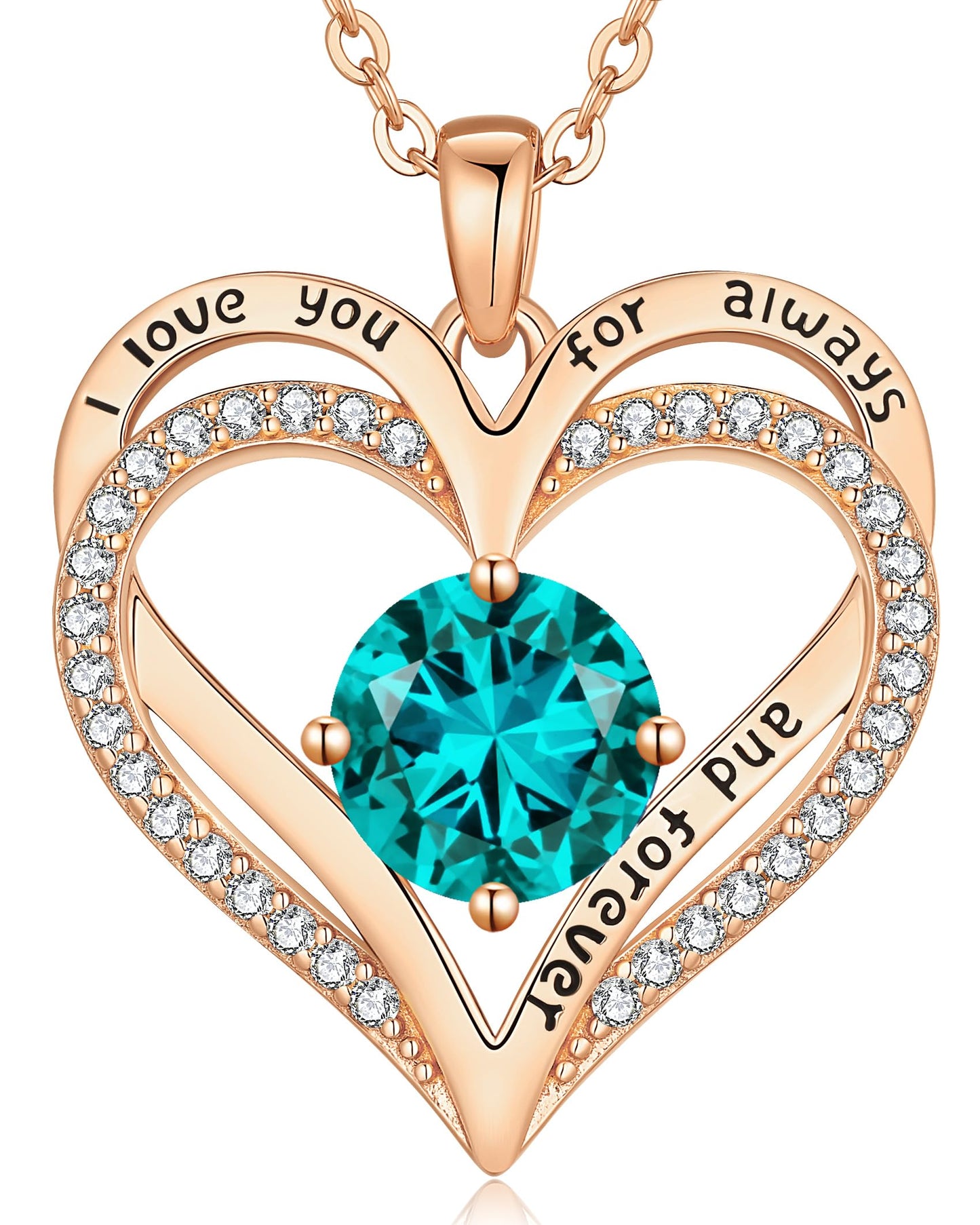 LOUISA SECRET Double Love Heart Birthstone Necklaces for Women, Birthday Gift for Girlfriend, Anniversary Jewelry Gift for Her, 925 Sterling Silver Jewelry Christmas Anniversary Birthday Present Gifts for Wife Girlfriend Mom Grandma Daughter