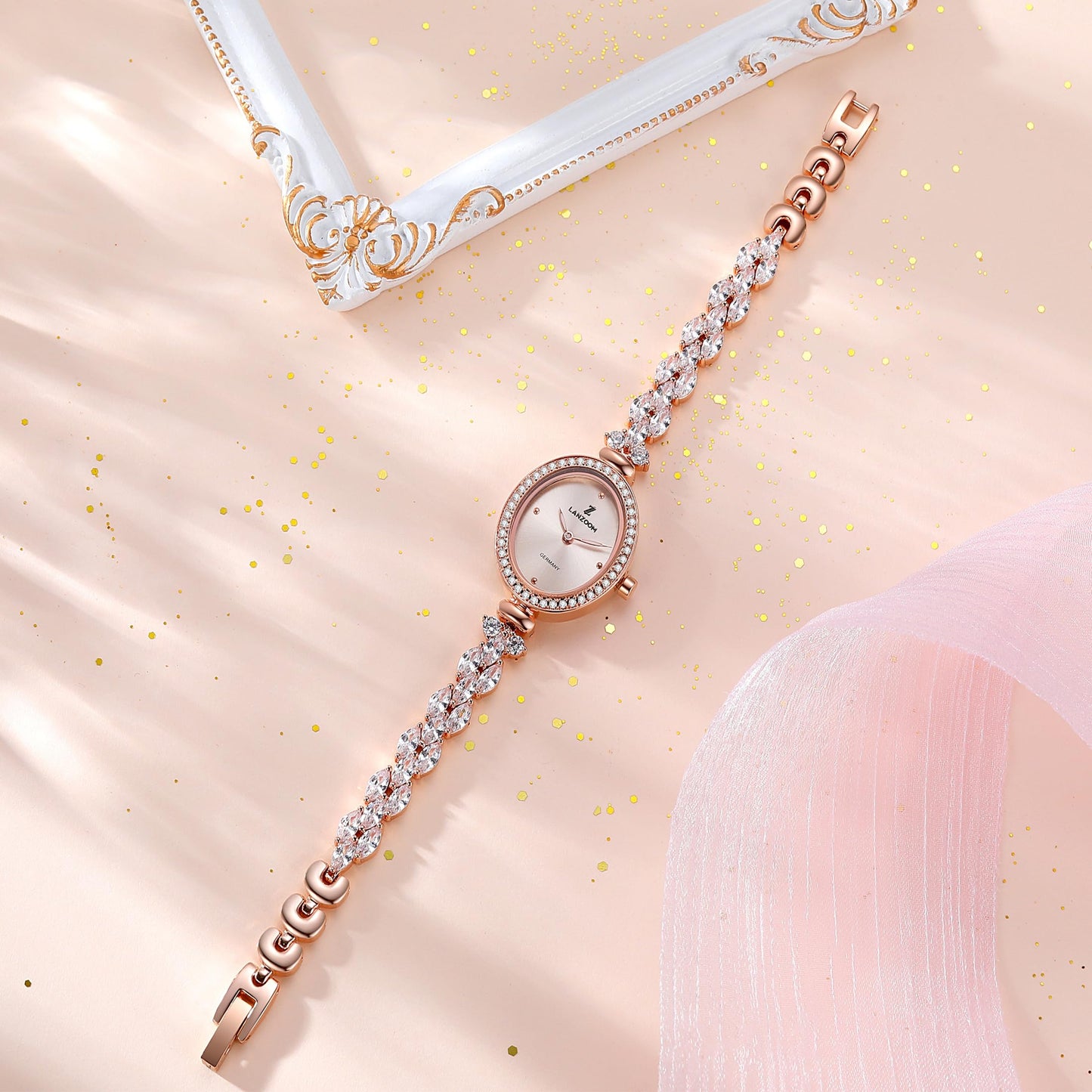 LANZOOM Retro Women's Quartz Watch - Stainless Steel case,Gold Filled, Ideal Gift for Holidays and Special Occasions.