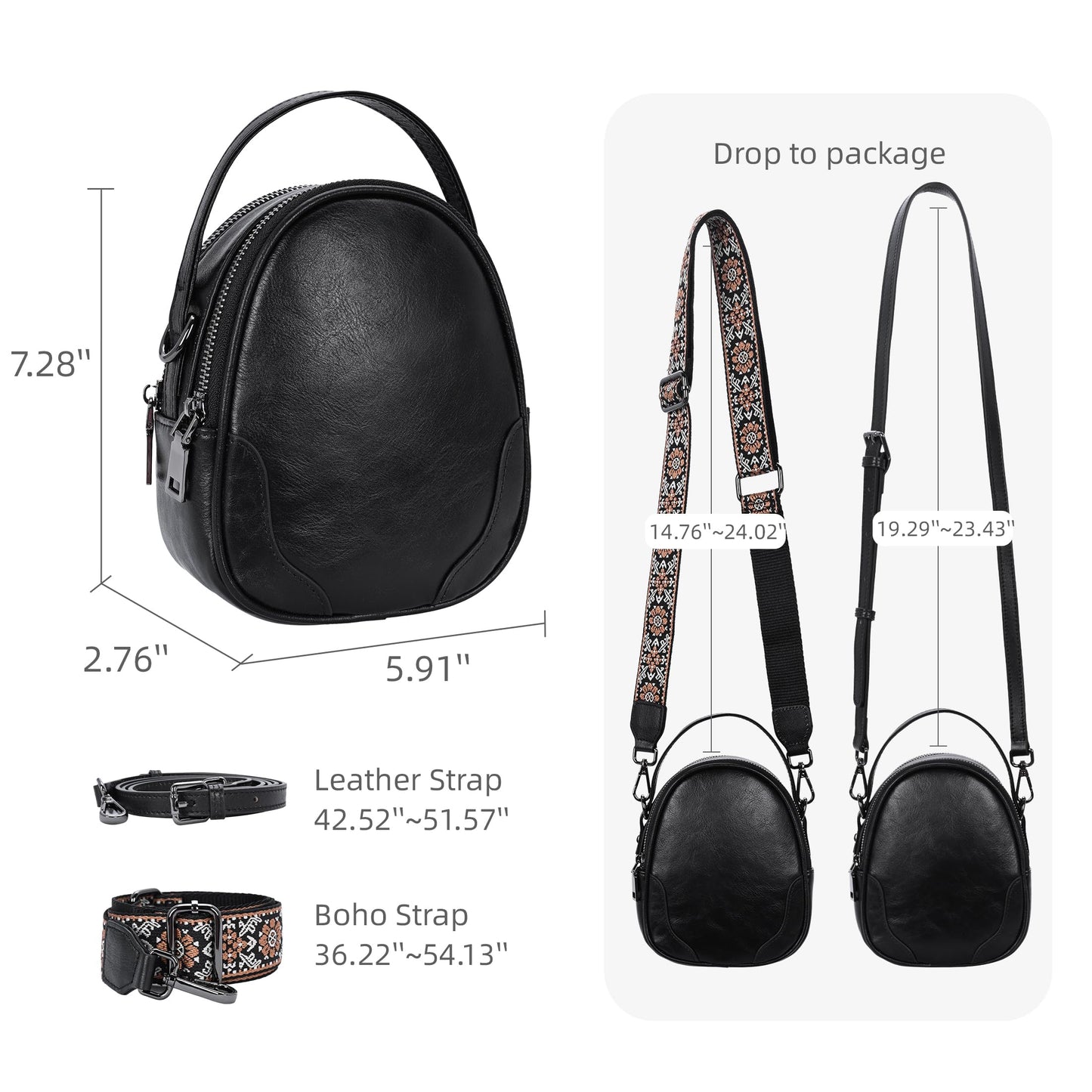 Iswee Small Crossbody Bag for Women Small Leather Shoulder Purse Phone Bag | Designer Satchel Handbags Ladies Pocketbooks with 2 Adjustable Strap 3-Way Carry Multi-pocket Organizer Mini Bag