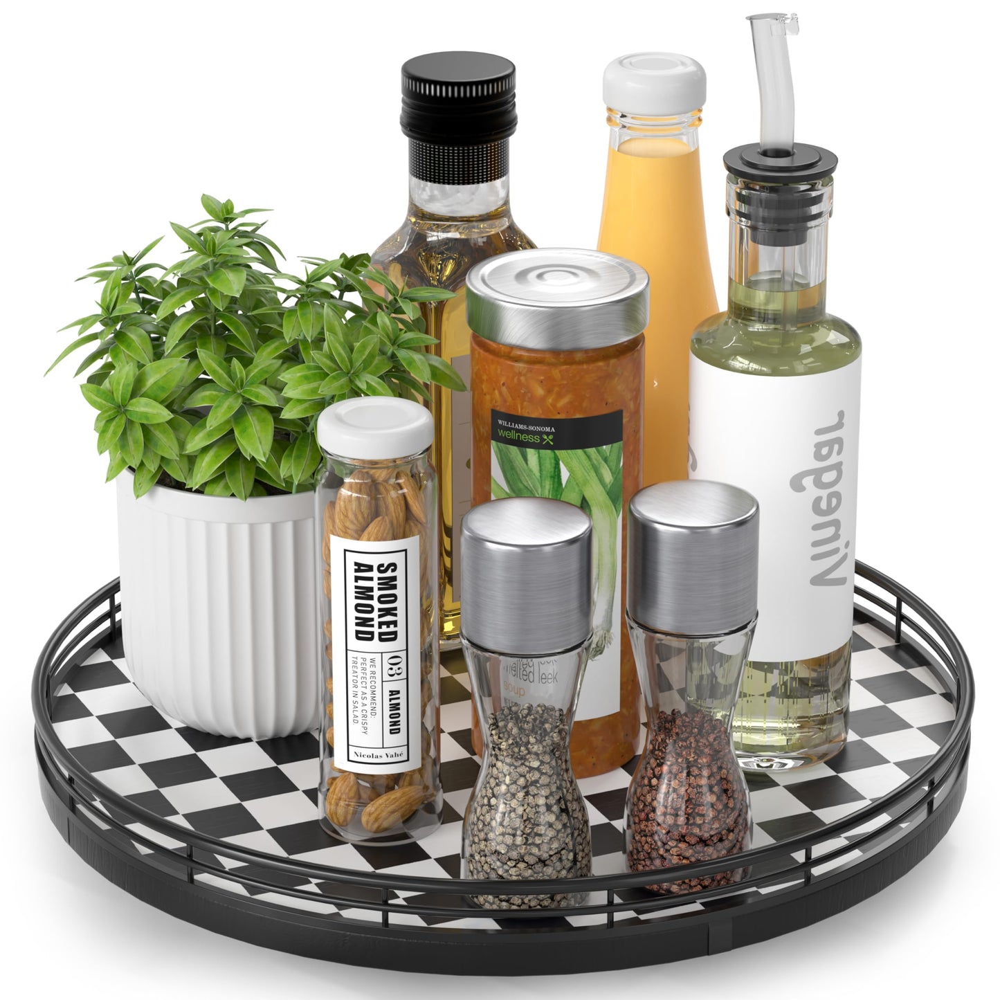 AMH Lazy Susan Wooden Organizer for Table Top