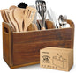 LAGOUPICK Wooden Kitchen Utensil Holder Organizer