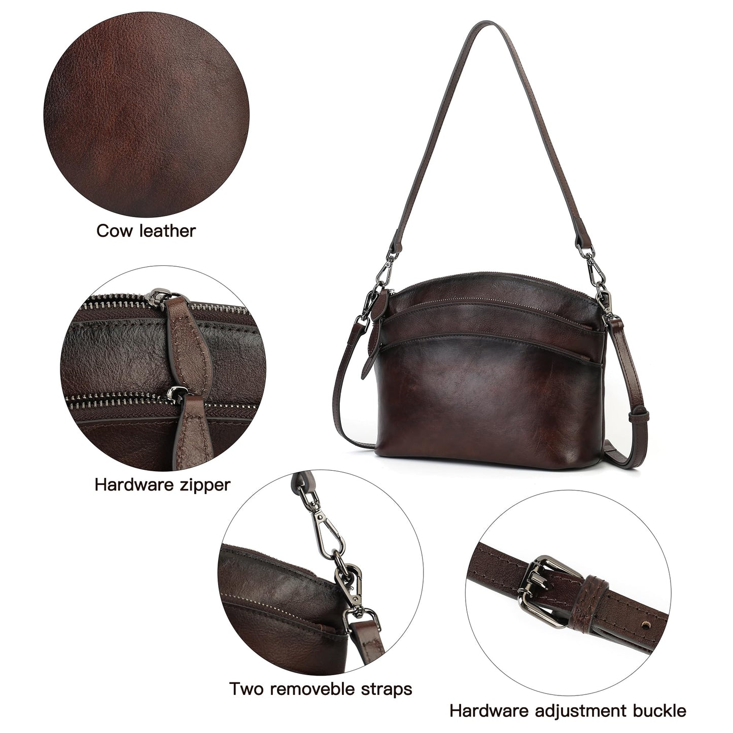 Genuine Leather Purses for Women Vintage Crossbody Bags for Women Hand Bags Women's Shoulder Handbags | Genuine Leather