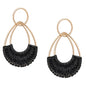 Raffia Hoop Earrings for Women Fun Boho Summer Beach Earrings Lightweight Handmade Straw Wicker Rattan Dangle Earrings Statement Geometric Round Drop Earrings