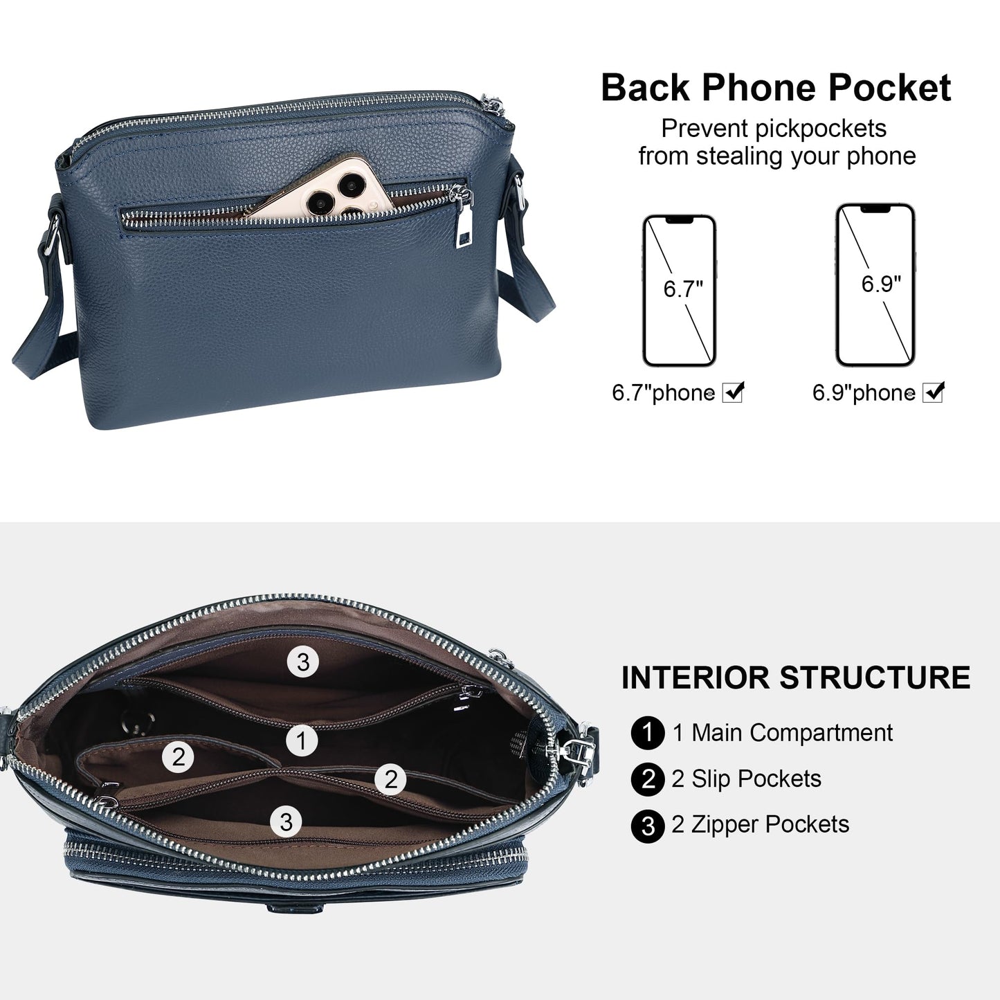 Over Earth Genuine Leather Crossbody Bags for Women Small Ladies Handbags and Purses with Card Slots