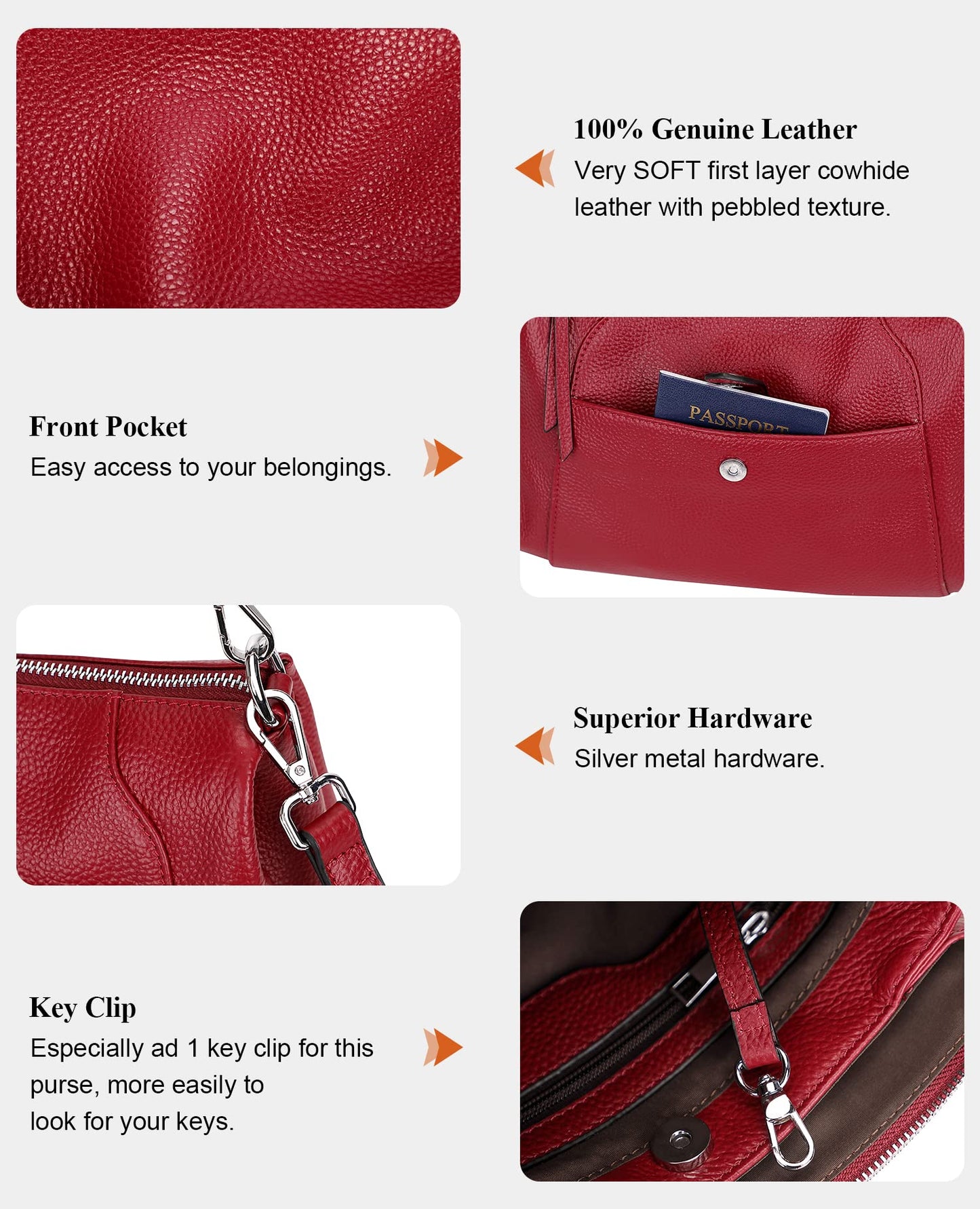 Over Earth Genuine Leather Small Hobo Crossbody Bags for Women Shoulder Purses and Handbags