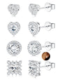 ZELORES 4 Pairs Sterling Silver 5A CZ Stud Earrings for Women 14K Gold Plated Brilliant Celtic Heart Big Stud Earrings Set Cubic Zirconia Earrings Studs for Sensitive Ear