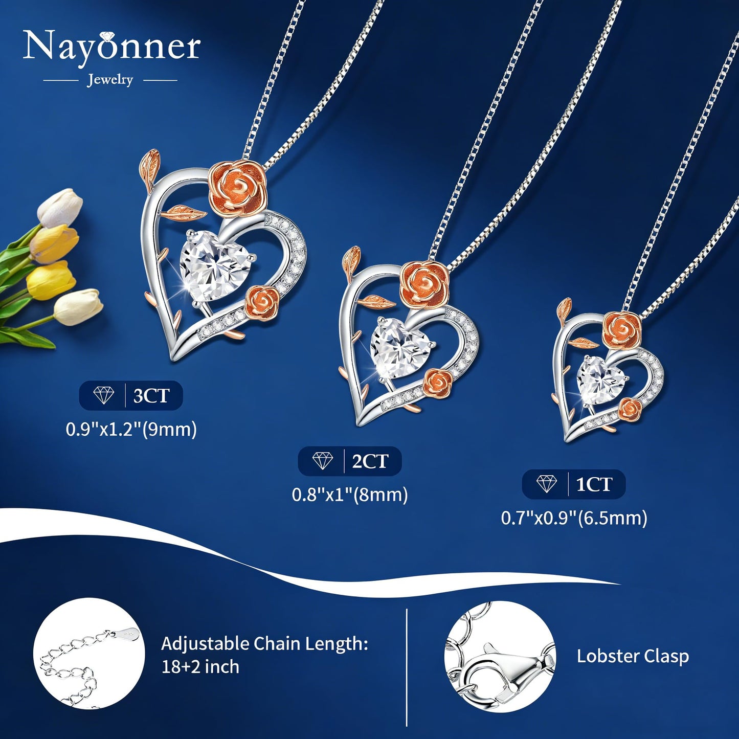 Gorgeous Moissanite Necklaces for Women - Sterling Silver 1-3CT D Color Moissanite Pendant Necklace, Mother Day Birthday Gifts for Mom Wife Girlfriend Daughter, Wedding Anniversary Christmas Jewelry Gift