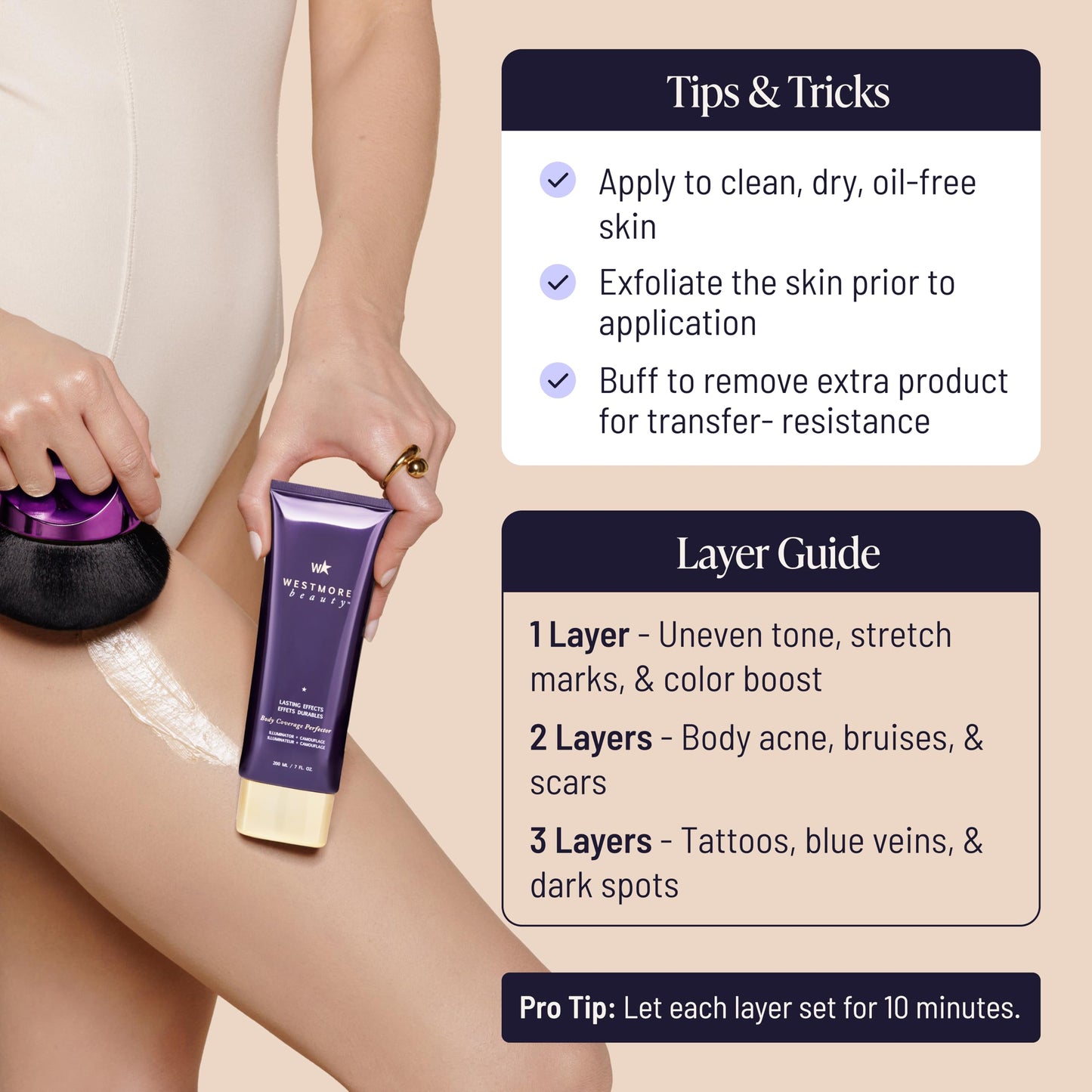 Westmore Beauty Body Coverage Perfector – Waterproof Leg & Body Makeup/Bronzer For Women - Best Tattoo Cover Up Makeup & Tattoo Concealer - 3.5 Oz Natural Radiance