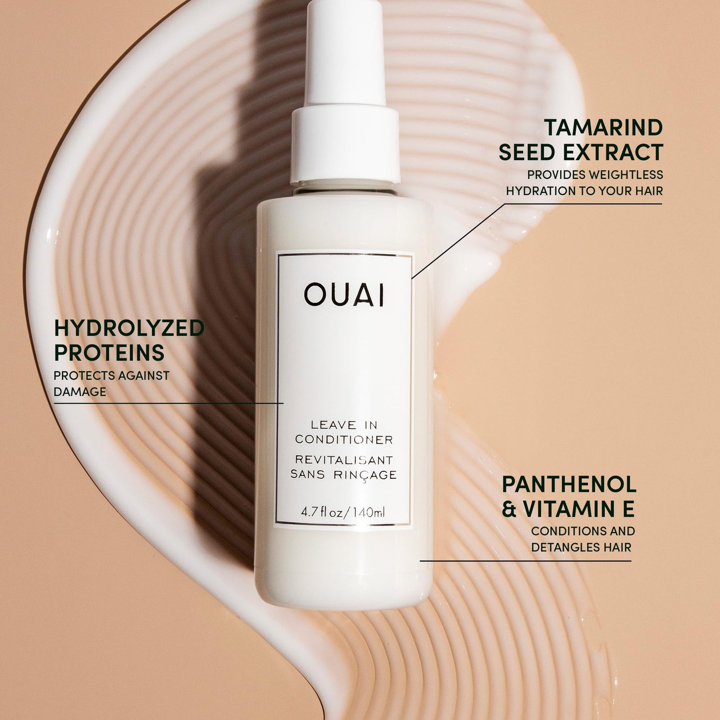OUAI Leave In Conditioner & Heat Protectant for Hair - Prep Hair for Styling or Use as Detangling Spray to Fight Frizz & Flyaways - No Parabens, Sulfates or Phthalates (4.7 oz)