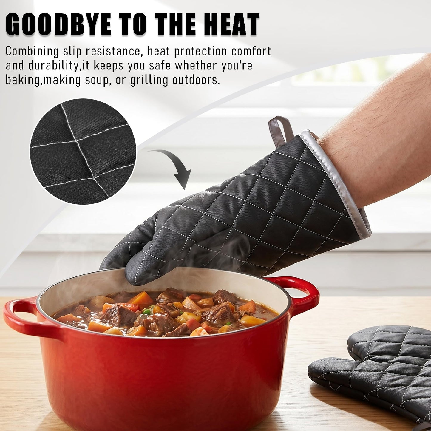 ARCLIBER Quilted Oven Mitts 1 Pair Heat Resistant Classic Kitchen