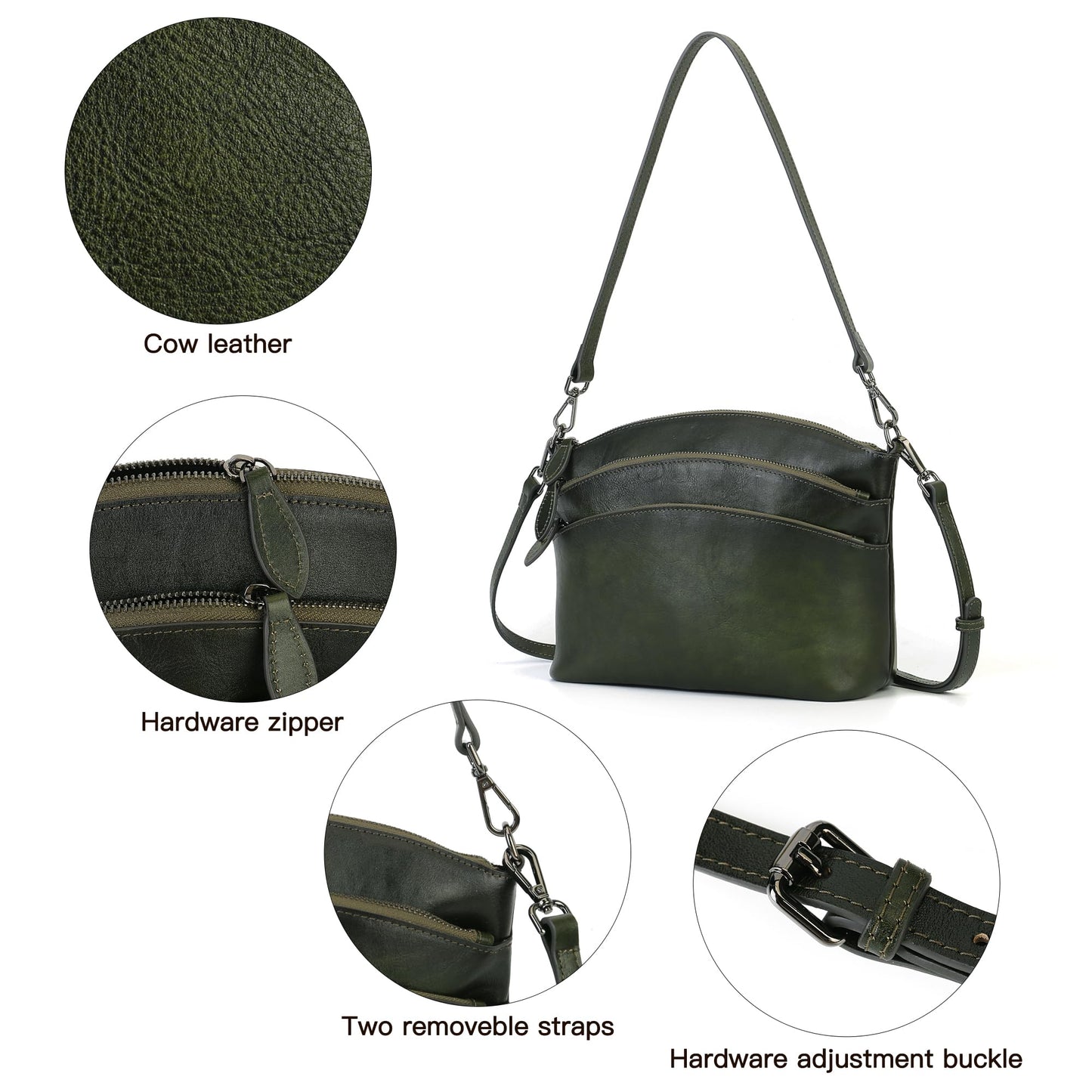 Genuine Leather Purses for Women Vintage Crossbody Bags for Women Hand Bags Women's Shoulder Handbags | Genuine Leather