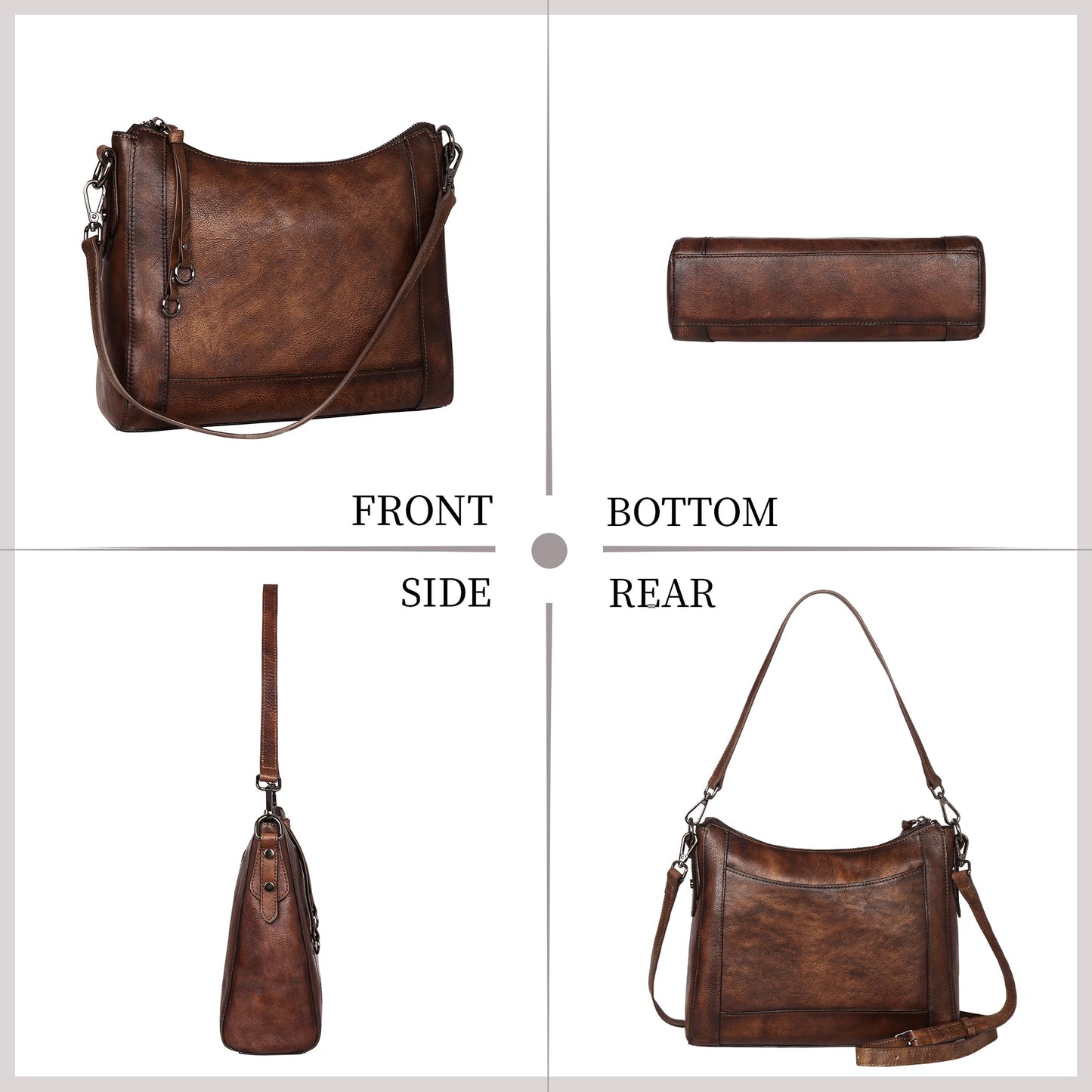 Iswee Leather Crossbody Bags for Women Shoulder Purse Medium Hobo Genuine Leather Satchel Purses and Handbags