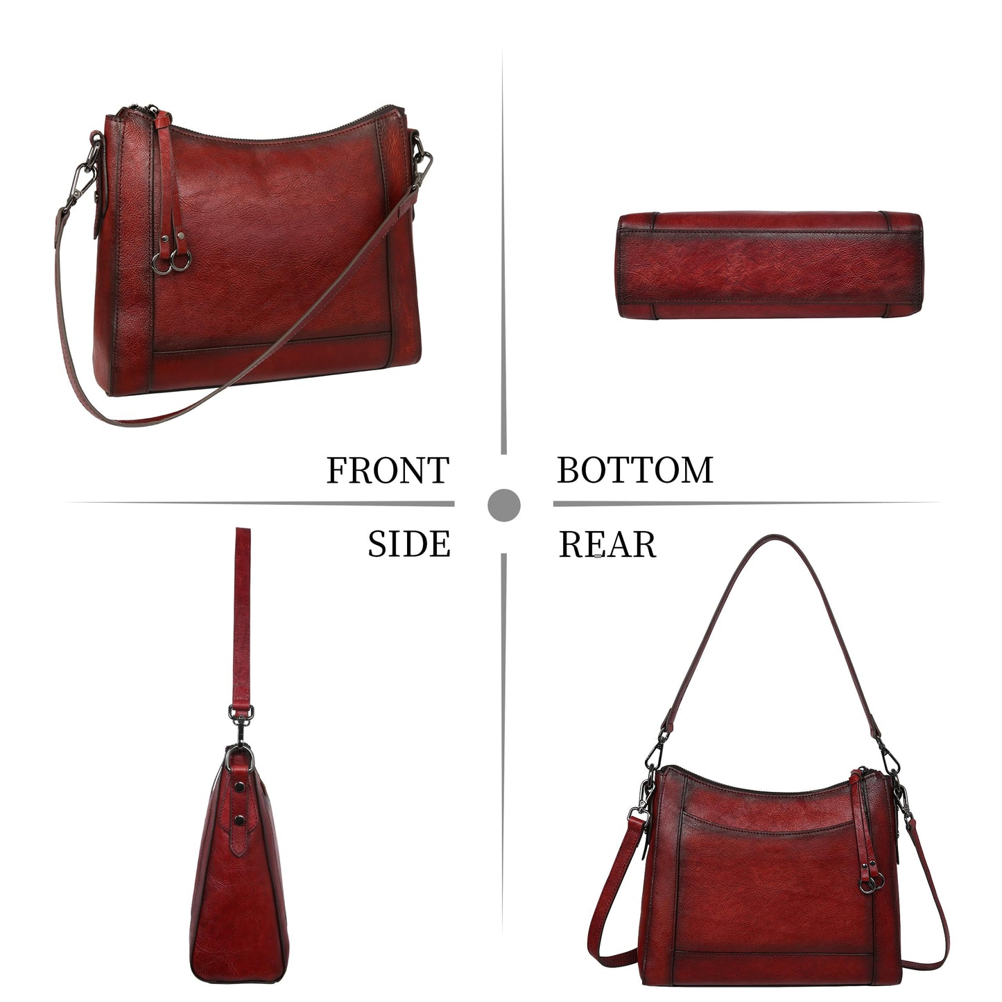 Iswee Leather Crossbody Bags for Women Shoulder Purse Medium Hobo Genuine Leather Satchel Purses and Handbags