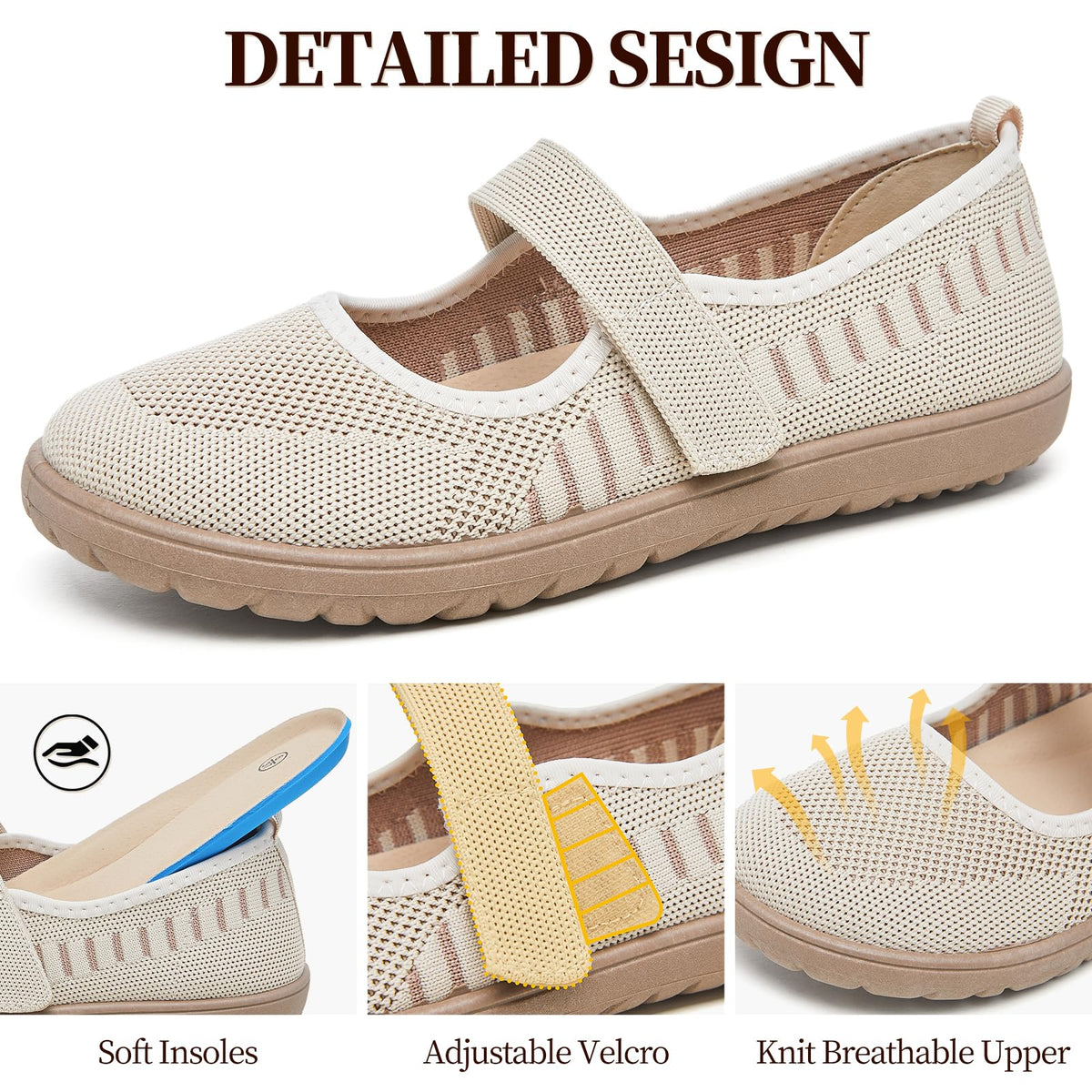 Waluzs Wide Toe Box Flats Shoes Women Knit Mary Jane Dress Shoes WideWaluzs Wide Toe Box Flats Shoes Women Knit Mary Jane Dress Shoes Wide