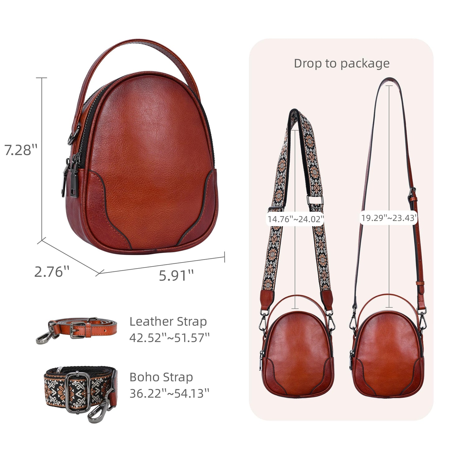 Iswee Small Crossbody Bag for Women Small Leather Shoulder Purse Phone Bag | Designer Satchel Handbags Ladies Pocketbooks with 2 Adjustable Strap 3-Way Carry Multi-pocket Organizer Mini Bag