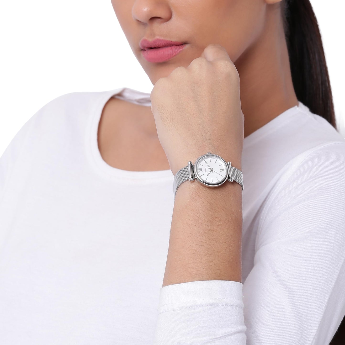 Fossil Women's Watch and Bracelet Set, Carlie Three-Hand Stainless Steel Watch for Women and Bracelet Set