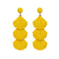 Raffia Dangle Earrings for Women - Boho Statement Rattan Drop Jewelry with Shell Design, Lightweight Summer Beach Trendy Accessories