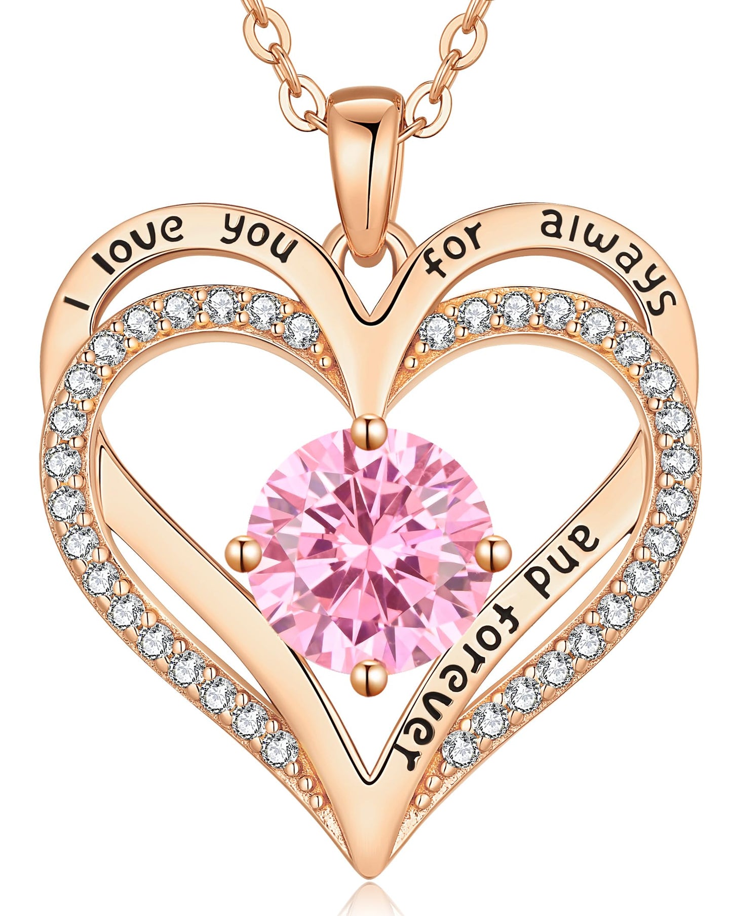 LOUISA SECRET Double Love Heart Birthstone Necklaces for Women, Birthday Gift for Girlfriend, Anniversary Jewelry Gift for Her, 925 Sterling Silver Jewelry Christmas Anniversary Birthday Present Gifts for Wife Girlfriend Mom Grandma Daughter