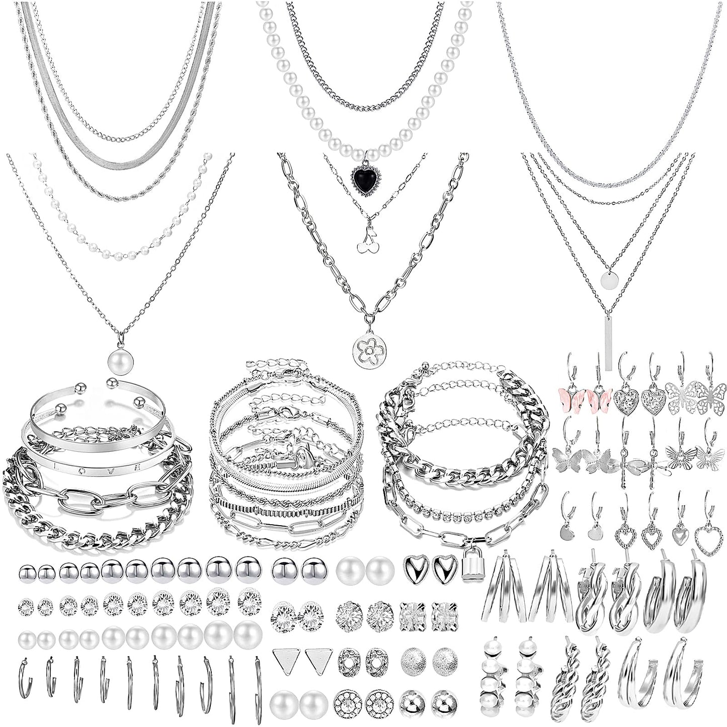 69-Piece Gold Jewelry Set for Women | Necklaces, Bracelets & Earrings