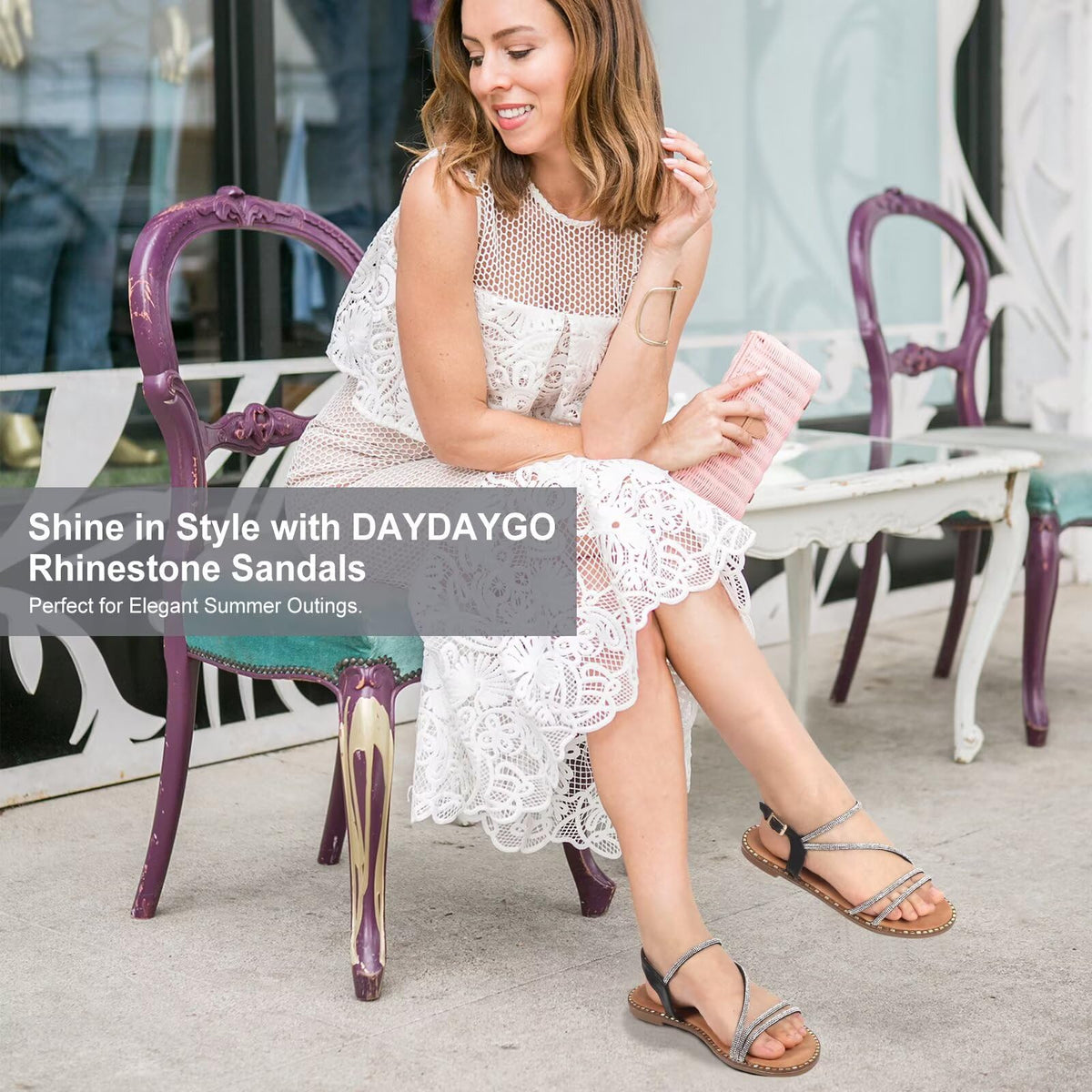 Women's Sparkle Rhinestone Flat Sandals with Back Elastic Ankle Strap, Comfortable Memory Foam Slip On Open Toe Shoes for Dressy or Everyday Summer Wear, Glitter Bling and for Work, Beach, Strappy Wedding Sandals Gold Size 10Women's Sparkle Rhinestone Fla
