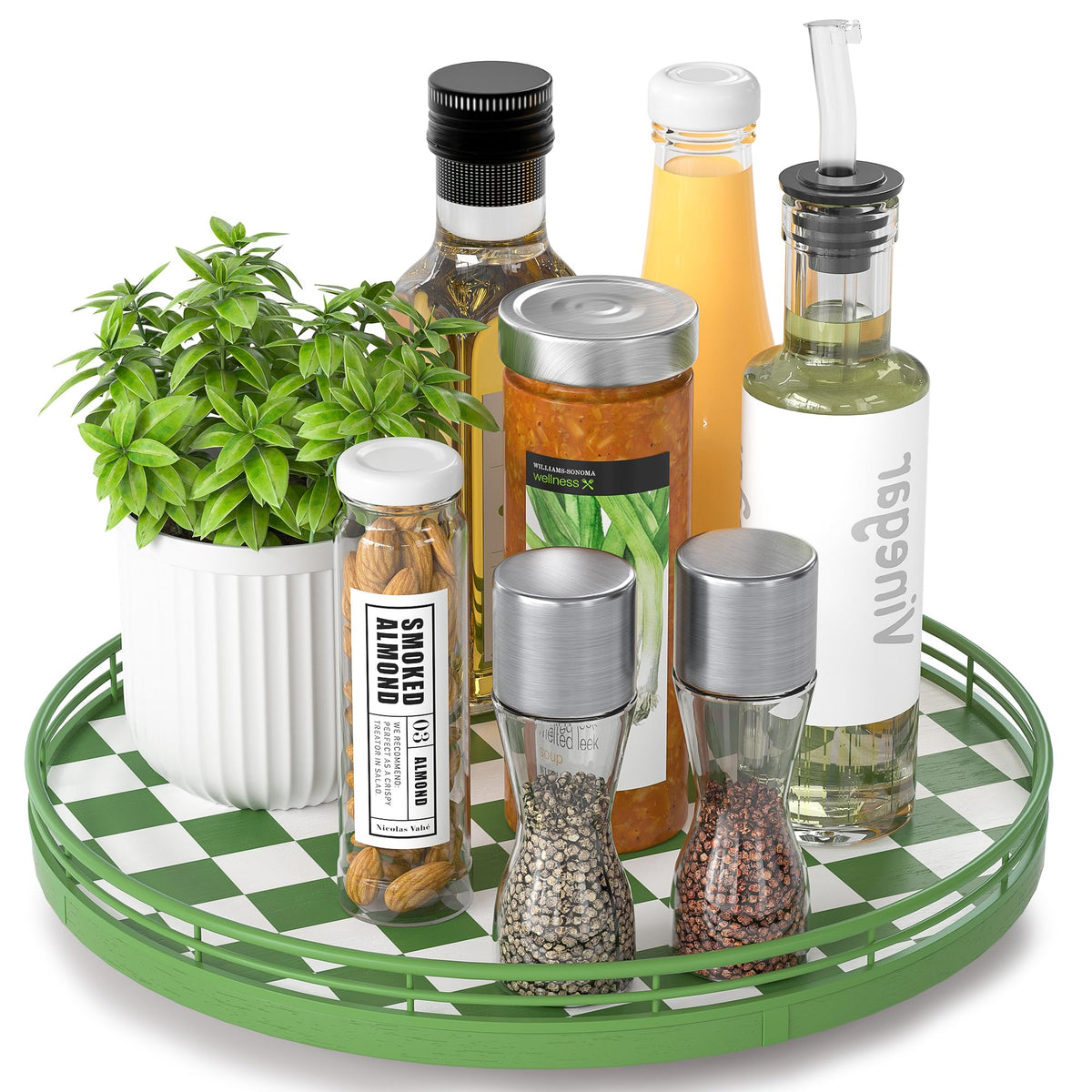 AMH Lazy Susan Wooden Organizer for Table Top