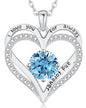 LOUISA SECRET Double Love Heart Birthstone Necklaces for Women, Birthday Gift for Girlfriend, Anniversary Jewelry Gift for Her, 925 Sterling Silver Jewelry Christmas Anniversary Birthday Present Gifts for Wife Girlfriend Mom Grandma Daughter