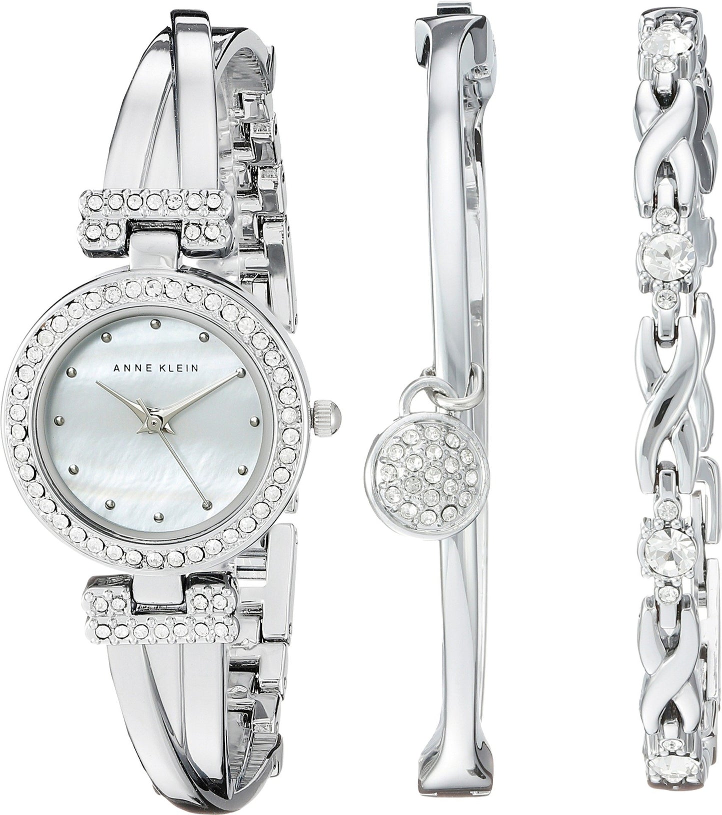 Anne Klein Women's Premium Crystal Accented Bangle Watch and Bracelet Set