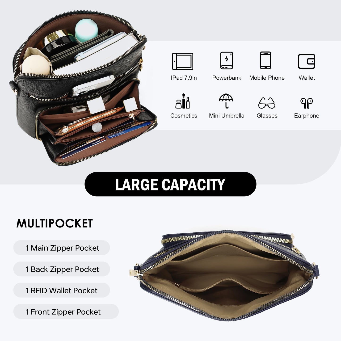 Crossbody Purses for Women Small Crossbody Bags for Women with Built in RFID Wallet