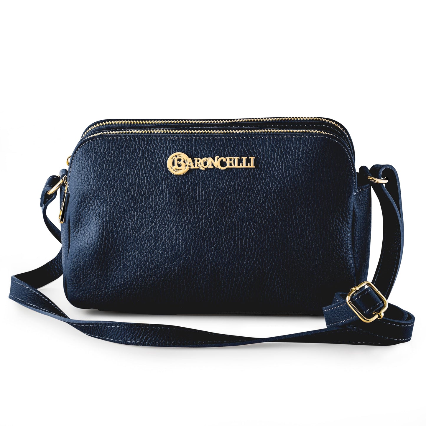 Baroncelli Crossbody Bag Made in Italy with Long Stripe Genuine Italian Soft Leather