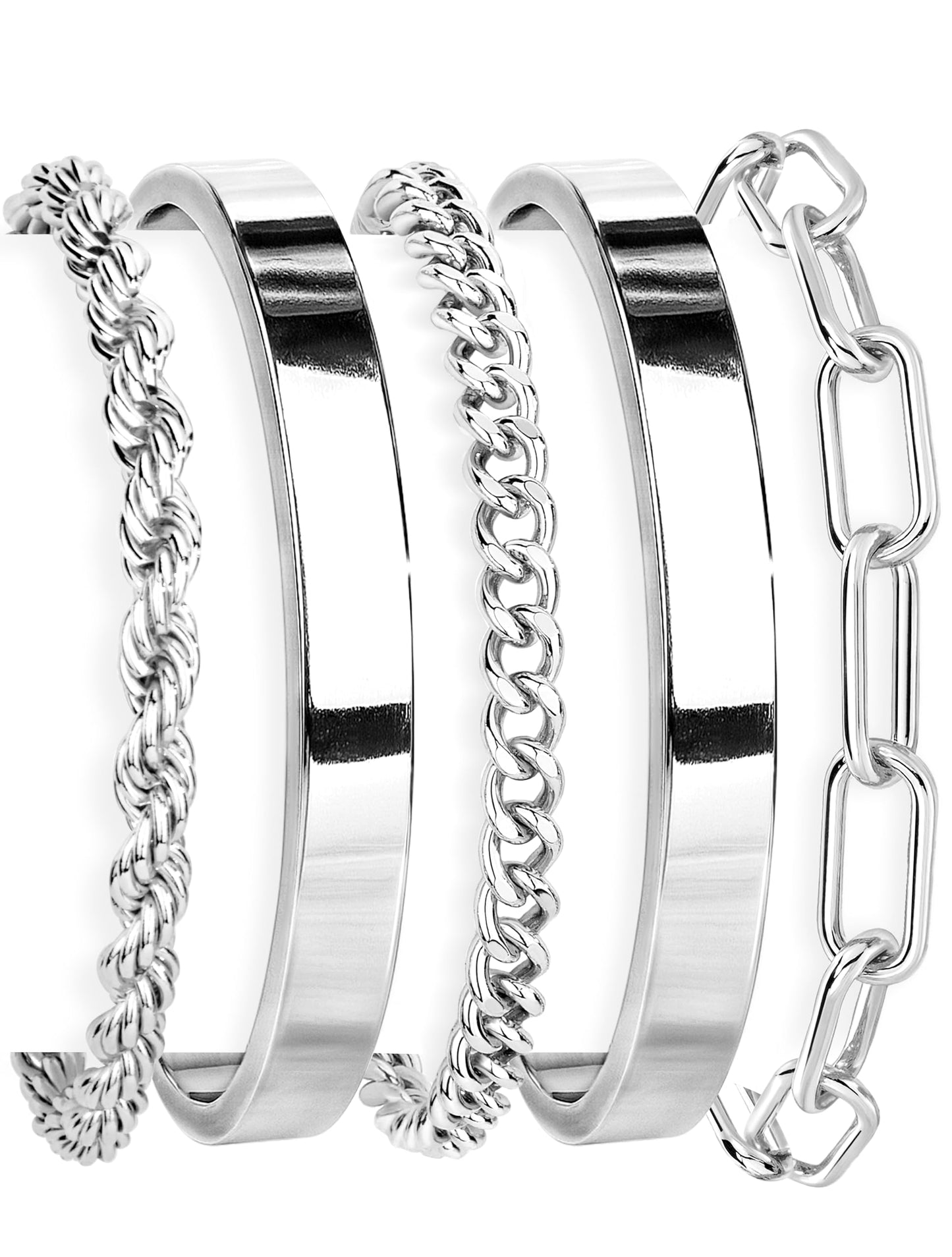 Gokeey Gold Bracelets Set for Women Non Tarnish, Waterproof 14K Gold Plated Sterling Silver Chunky Cuff Bracelet Stackable Gold Bangles Bracelet for Women Trendy Fashion Accessories Tie Knot Cuban Rope Paperclip Beaded Bracelet Stack Jewelry Mothers Day G