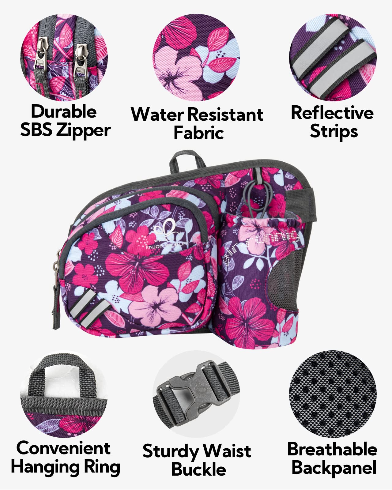 WATERFLY Fanny Pack Waist Bag: Waist Pack for Women Men with Water Bottle Holder Hiking Fanny Pack for Running Walking DogWalking Travel Cycling