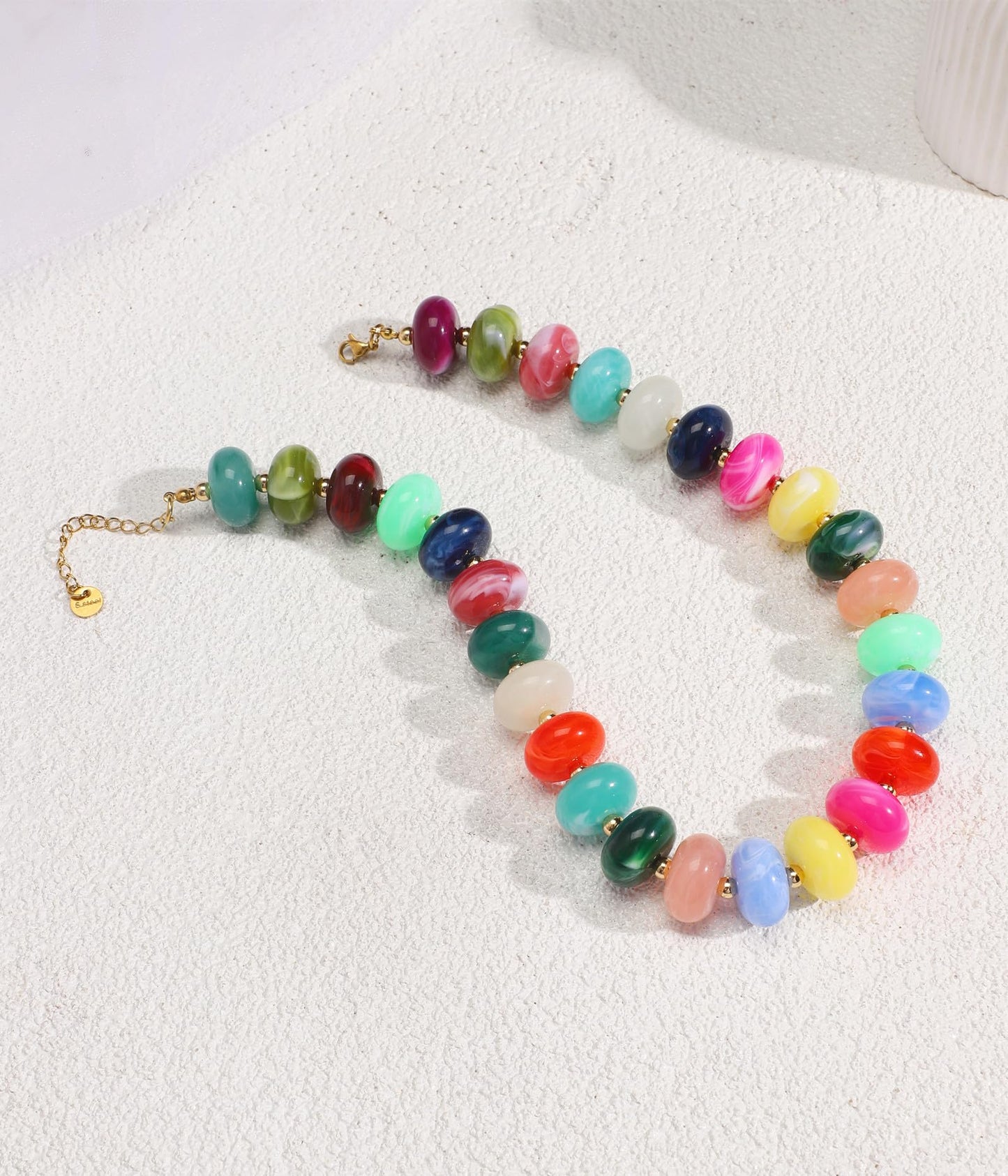 Chunky Beaded Statement Necklace for Women Trendy Colorful Boho Resin Bead Choker Necklaces Summer Handmade Jewelry Gifts Accessories