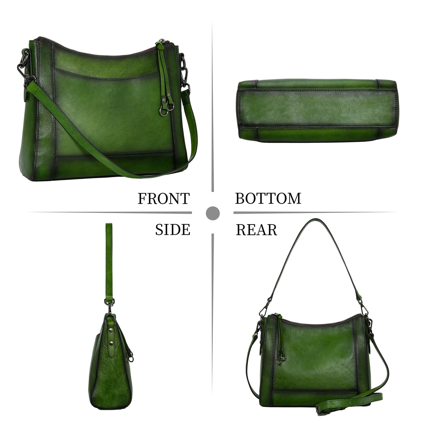 Iswee Leather Crossbody Bags for Women Shoulder Purse Medium Hobo Genuine Leather Satchel Purses and Handbags