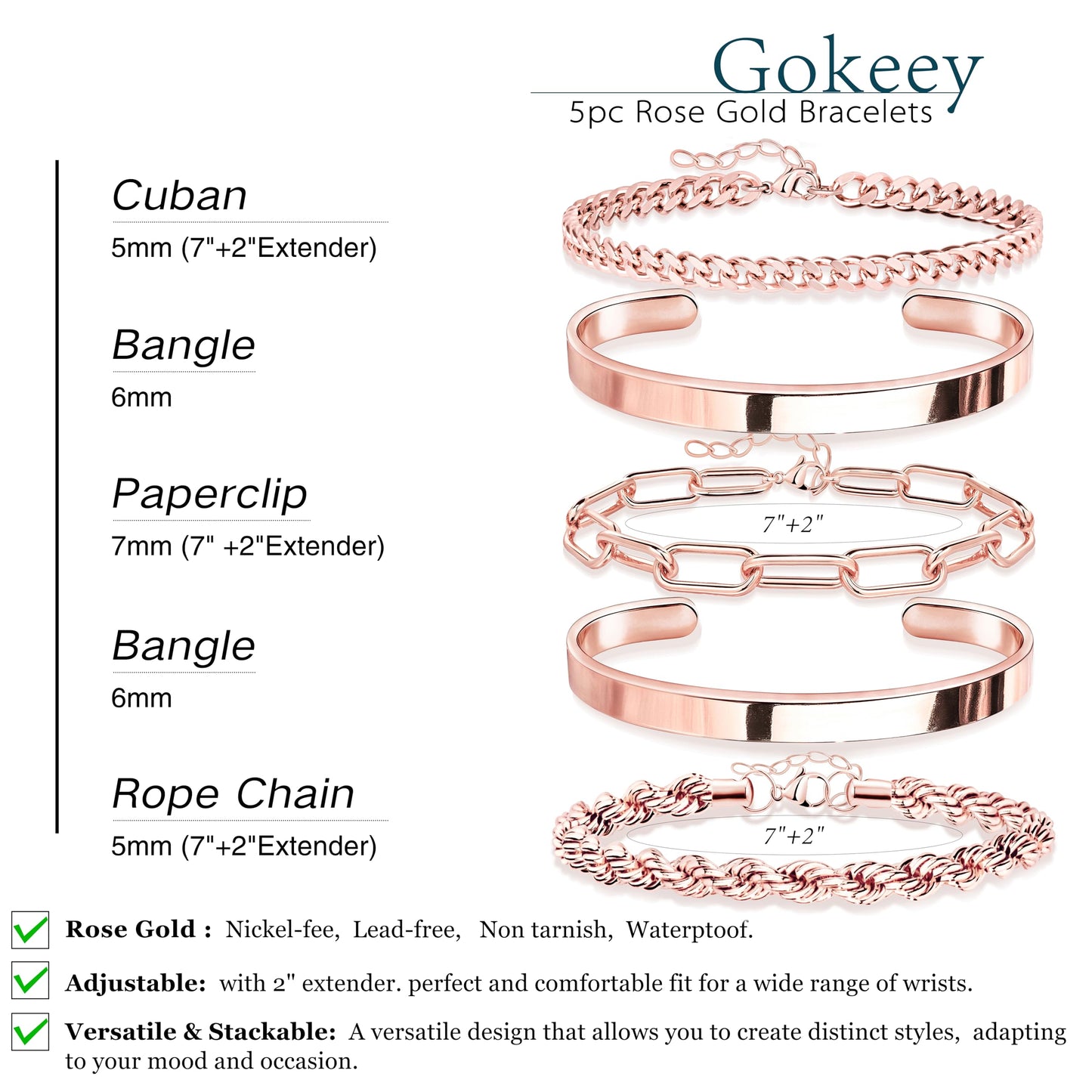 Jewelry Gold Bracelets Set for Women Non Tarnish, Waterproof 14K Gold Plated Sterling Silver Chunky Cuff Bracelet Stackable Gold Bangles Bracelet for Women Trendy Fashion Accessories Tie Knot Cuban Rope Paperclip Beaded Bracelet Stack