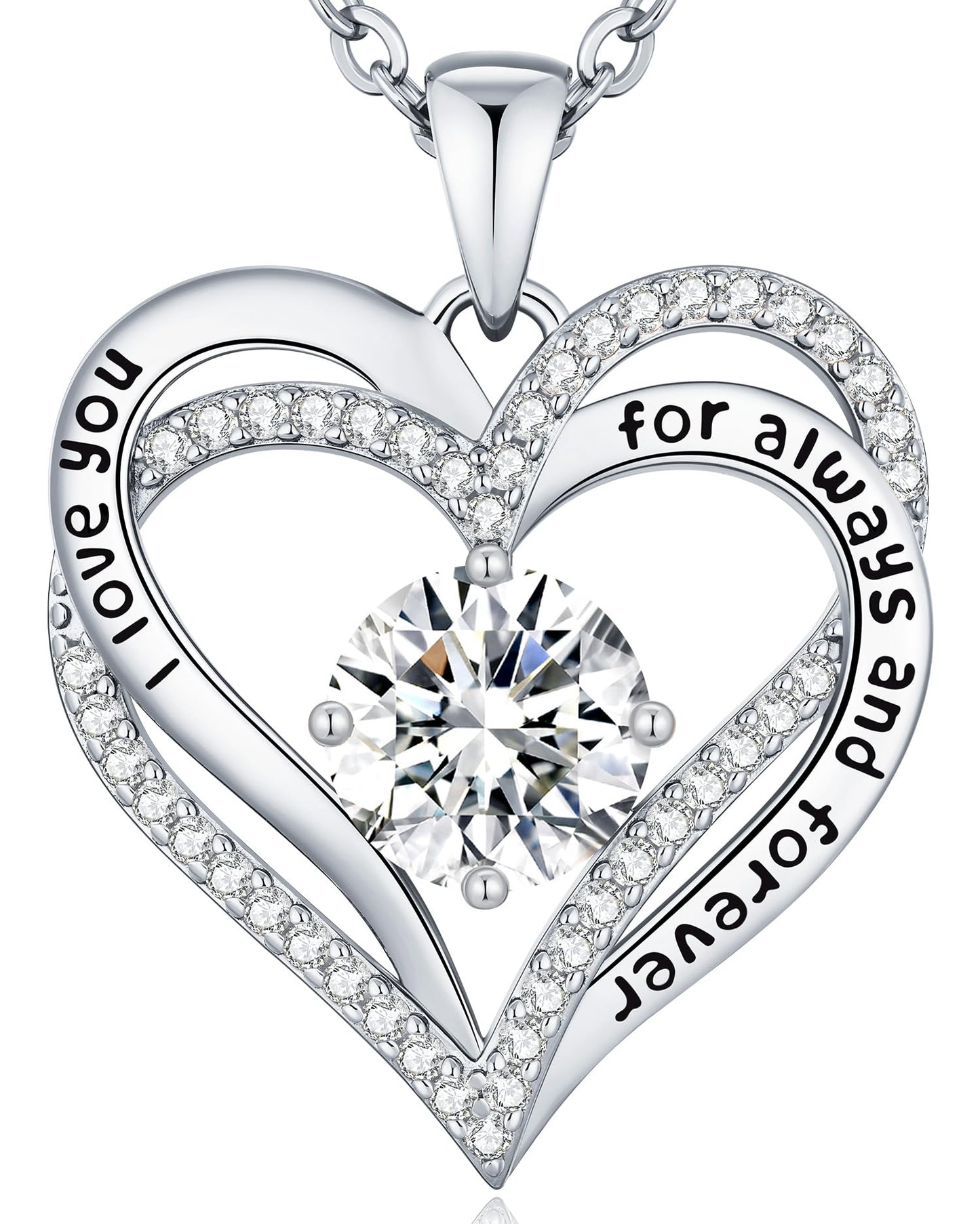 CDE Forever Love Heart Necklaces for Women, Wedding Anniversary, Valentine's，Birthday Mothers Christmas Day Gifts for Mom, Mother, Wife, S925 Silver Jewelry with Birthstone Pendant