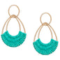Raffia Hoop Earrings for Women Fun Boho Summer Beach Earrings Lightweight Handmade Straw Wicker Rattan Dangle Earrings Statement Geometric Round Drop Earrings
