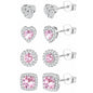 ZELORES 4 Pairs Sterling Silver 5A CZ Stud Earrings for Women 14K Gold Plated Brilliant Celtic Heart Big Stud Earrings Set Cubic Zirconia Earrings Studs for Sensitive Ear