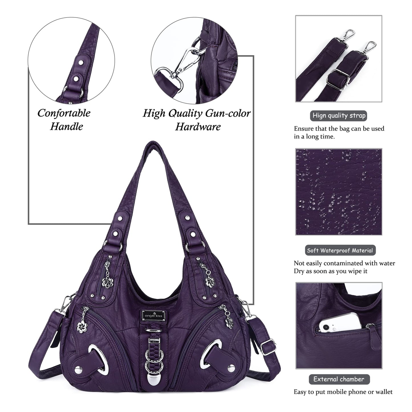 Angelkiss Hobo Purses and handbags for Women Satchel Handbag Women Purses Large Daily Shoulder Bags