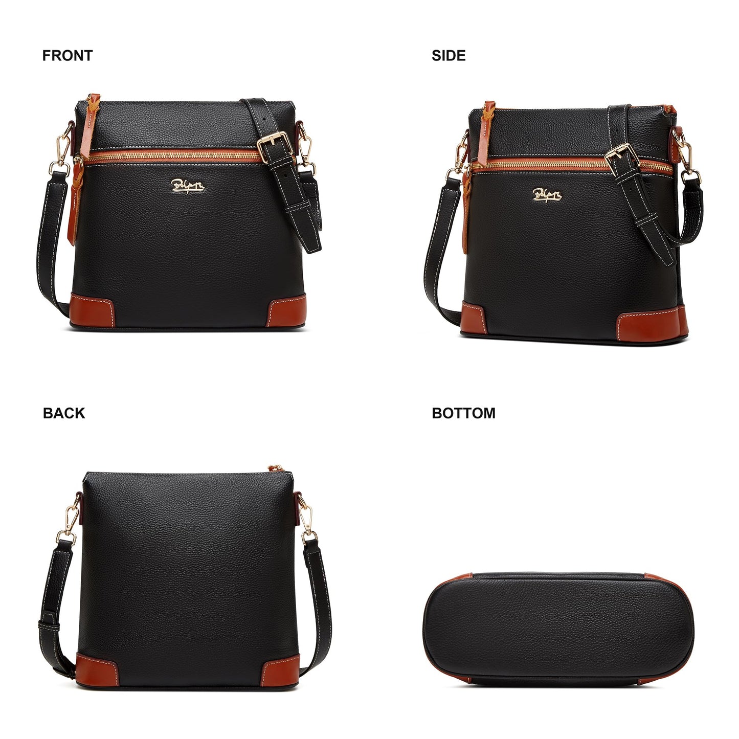 BOYATU Leather Crossbody Bag for Women: Designer Shoulder Purse for Travel - Trendy Genuine Leather Handbag for Everyday