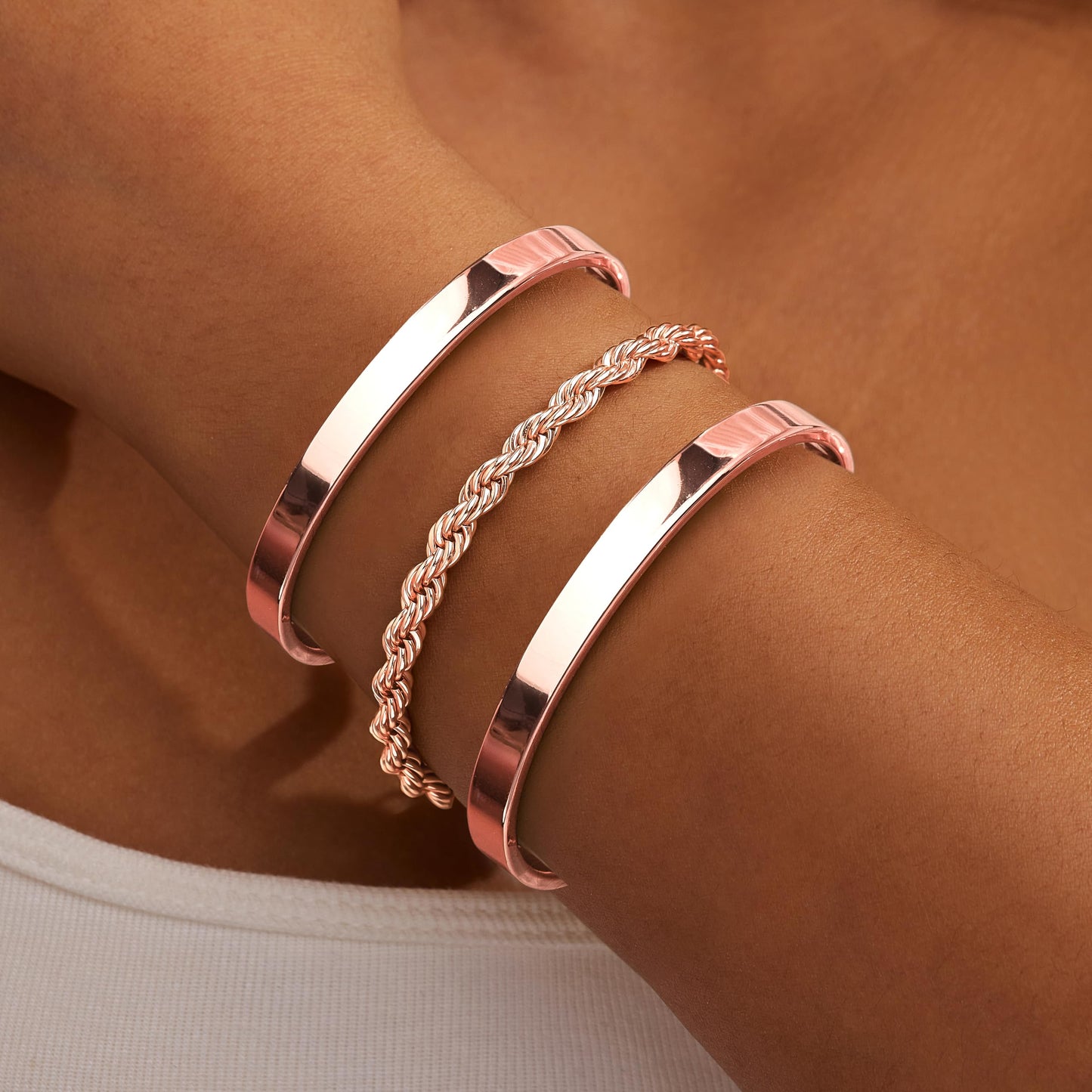 Gokeey Gold Bracelets Set for Women Non Tarnish, Waterproof 14K Gold Plated Sterling Silver Chunky Cuff Bracelet Stackable Gold Bangles Bracelet for Women Trendy Fashion Accessories Tie Knot Cuban Rope Paperclip Beaded Bracelet Stack Jewelry Mothers Day G