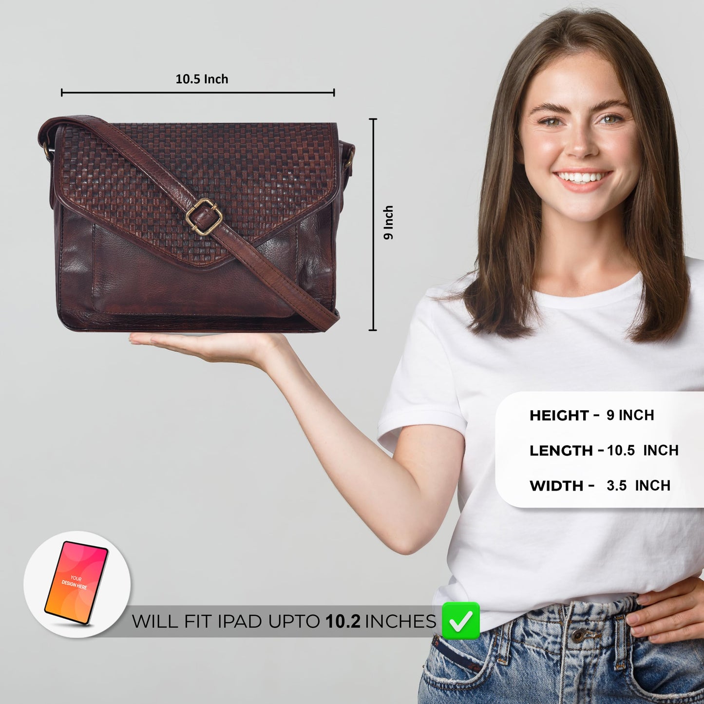 Leather Flapover Crossbody Handbag Purse for Women with Adjustable Strap & Overflap Snap Closure Tote/Bag