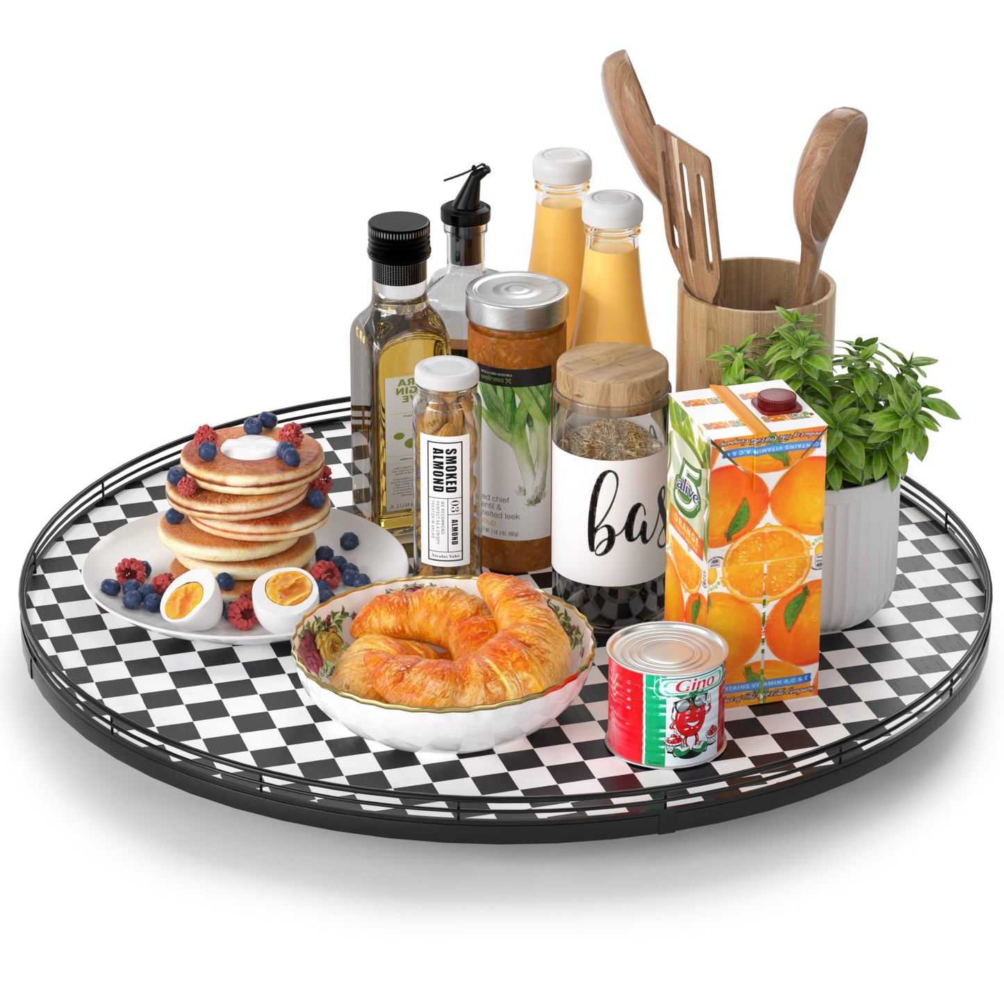 AMH Lazy Susan Wooden Organizer for Table Top