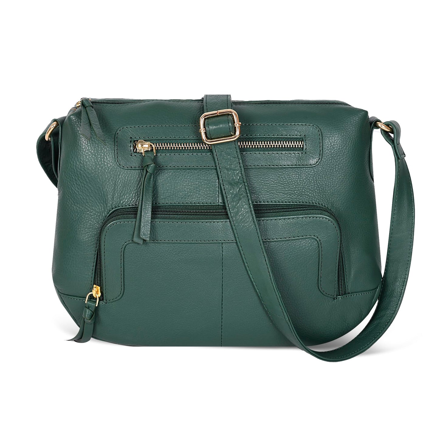 Oak Leathers Women's Crossbody Bag - Genuine Leather Crossover Shoulder Purse With Adjustable Sling Strap - Medium Size