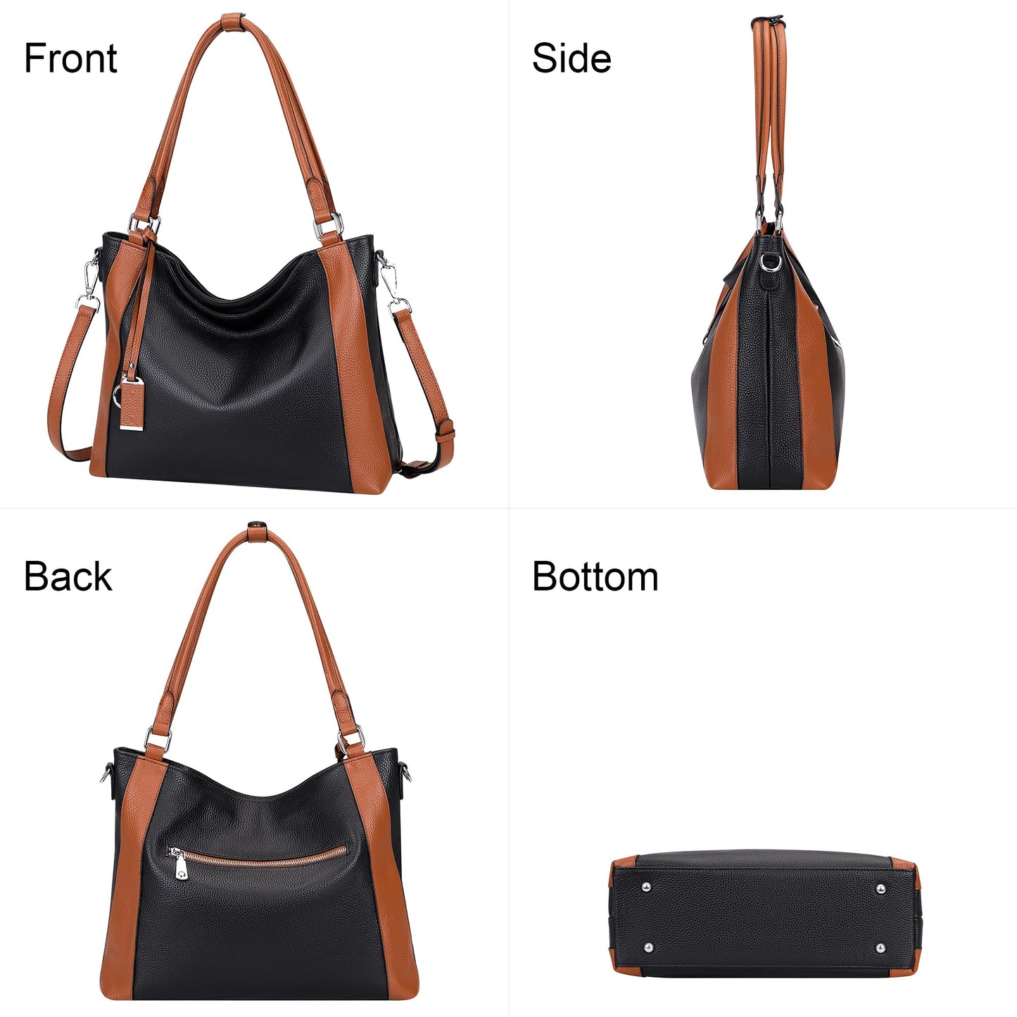 Over Earth Genuine Leather Purses for Women Large Hobo Bags Lady Shoulder Handbags with Detachable Strap