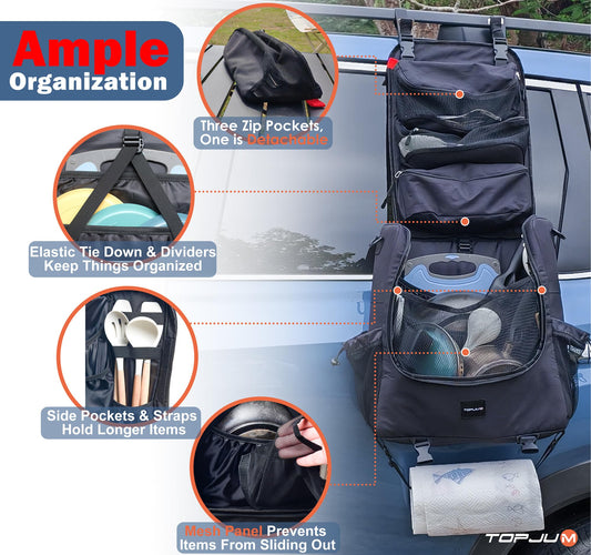TOPJUM Camp Kitchen Organizer with Hanging Storage & Paper Towel Holder