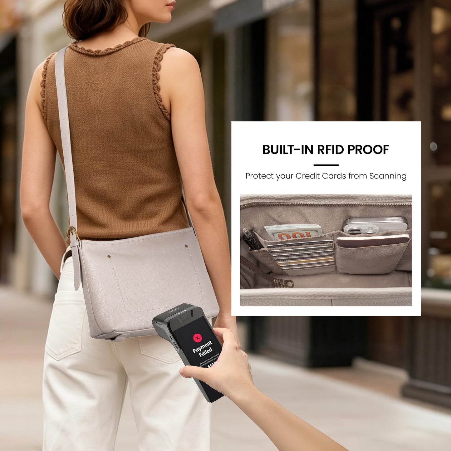 befen Genuine Leather Purses for Women, RFID Medium Leather Crossbody Bags Shoulder Purse Handbags